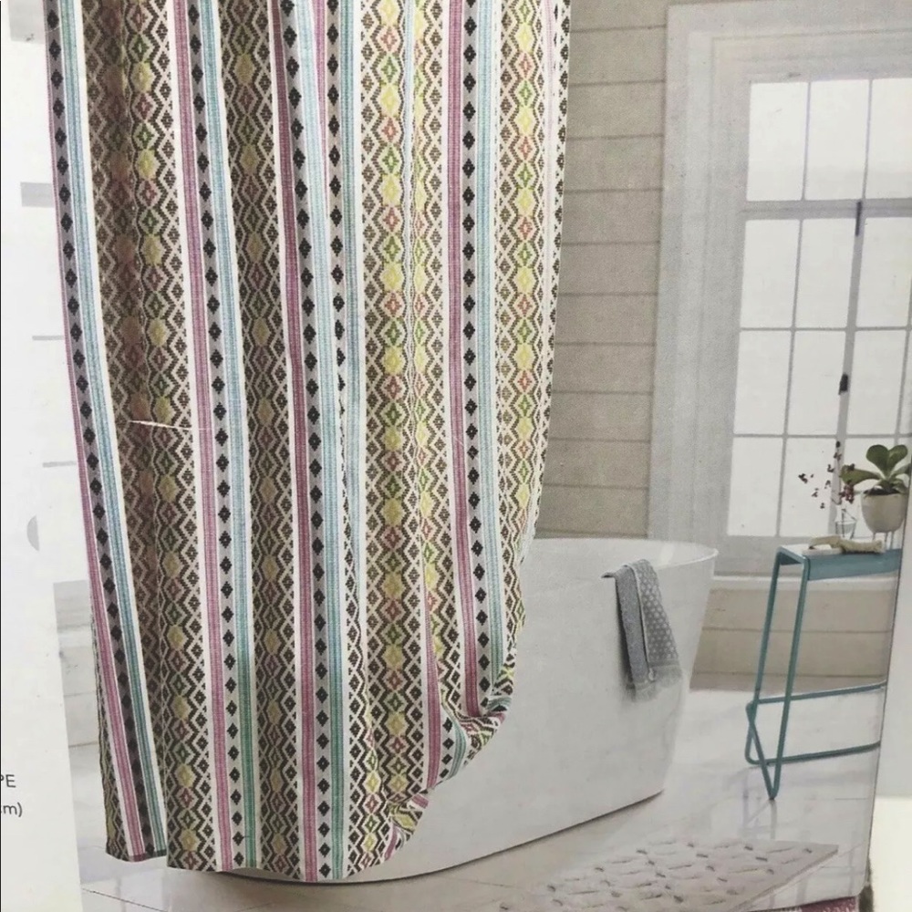 Shower Curtain Multi Colored Diamond Stripe from Target.  72x72